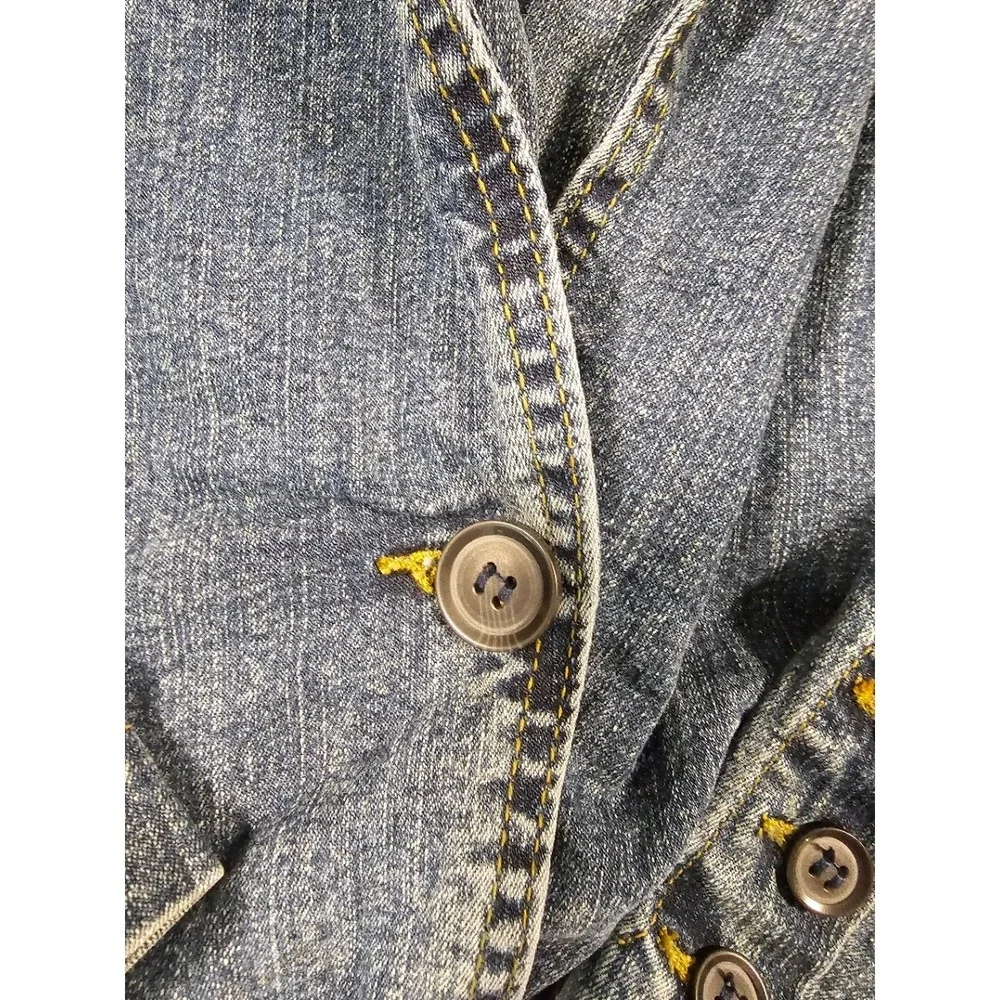 Mwah Jeans Womens Medium Wash Denim Blazer Jacket Blue Size 18/20 Stretch Button